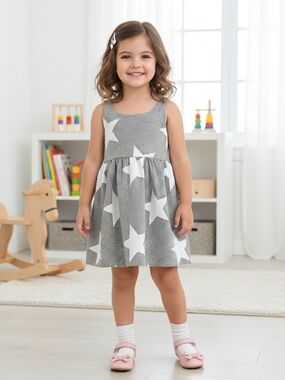 Holiday Summer Sleeveless Peplum Stars Stripes Patriotic Cotton Girls Dress 2T
